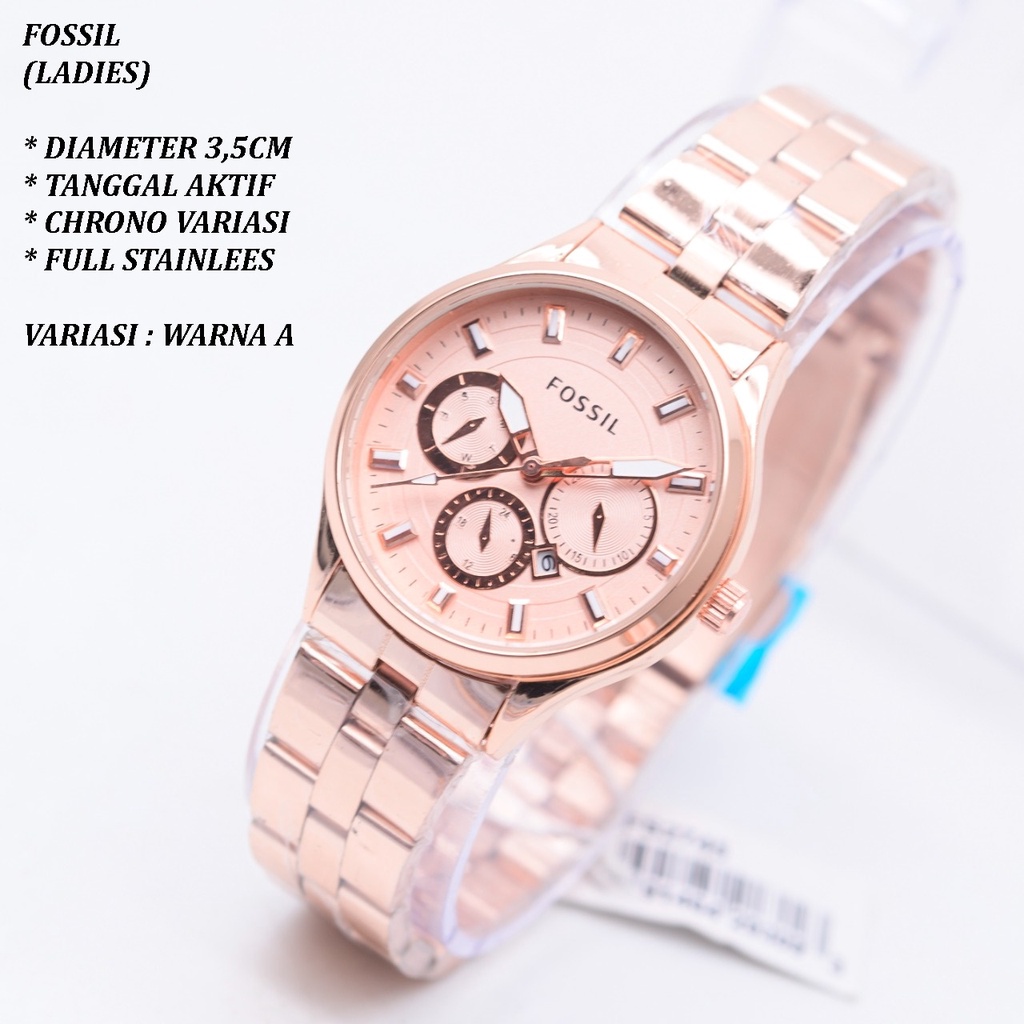 (BISA COD) JAM TANGAN WANITA FASHION HB0188 FULL STAINLEES TANGGAL AKTIF CHRONO OFF