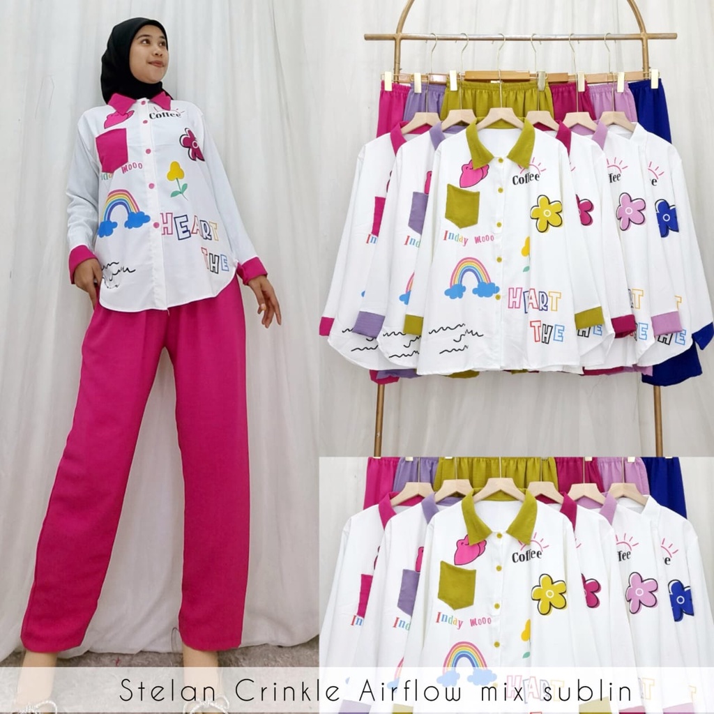 SETELAN CRINKEL AIR FLOW MIX SUBLING II SETELAN MOTIF COFFEE CRINKEL AIR FLOW PREMIUM IIARRAZAQU COLLECTION