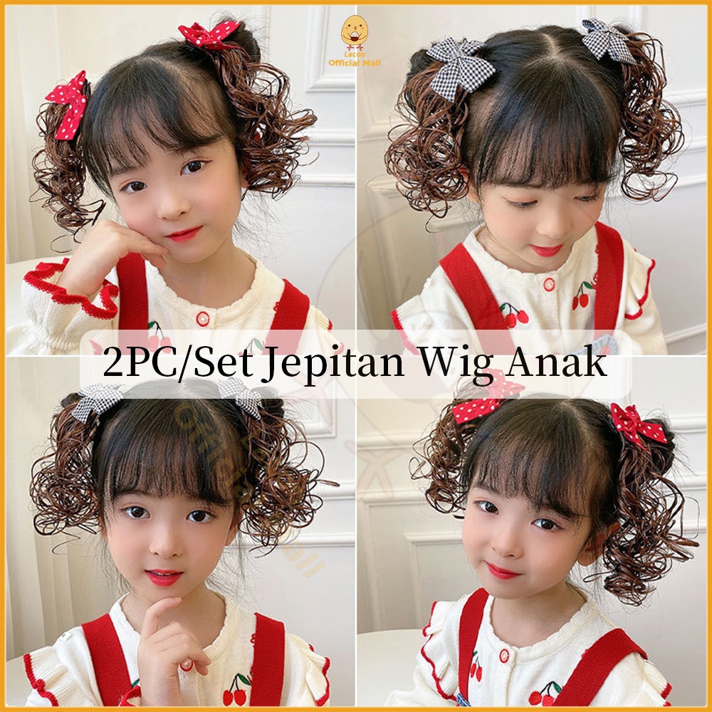 Lacoo 2pc/set Jepit rambut pita wig anak korea Jepitan wig anak import