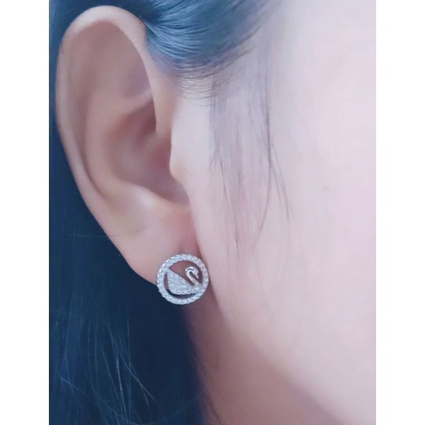 giwang model bulat swan mp/perak asli silver 925 lapis emas/perhiasan fashion wanita terbaru