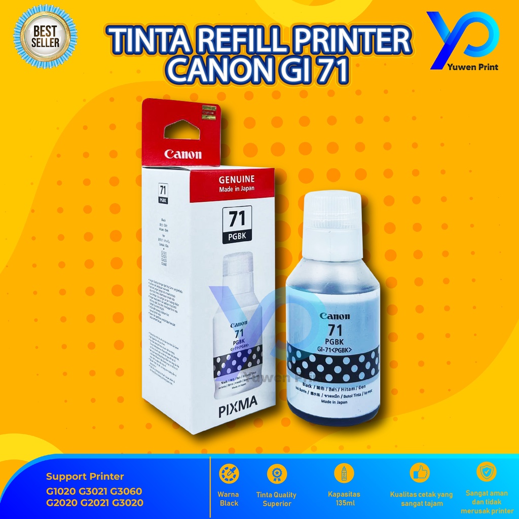 Tinta Canon Gi 71 Black For Printer G1020 G2020 G2021 G2060 G3020 G3060