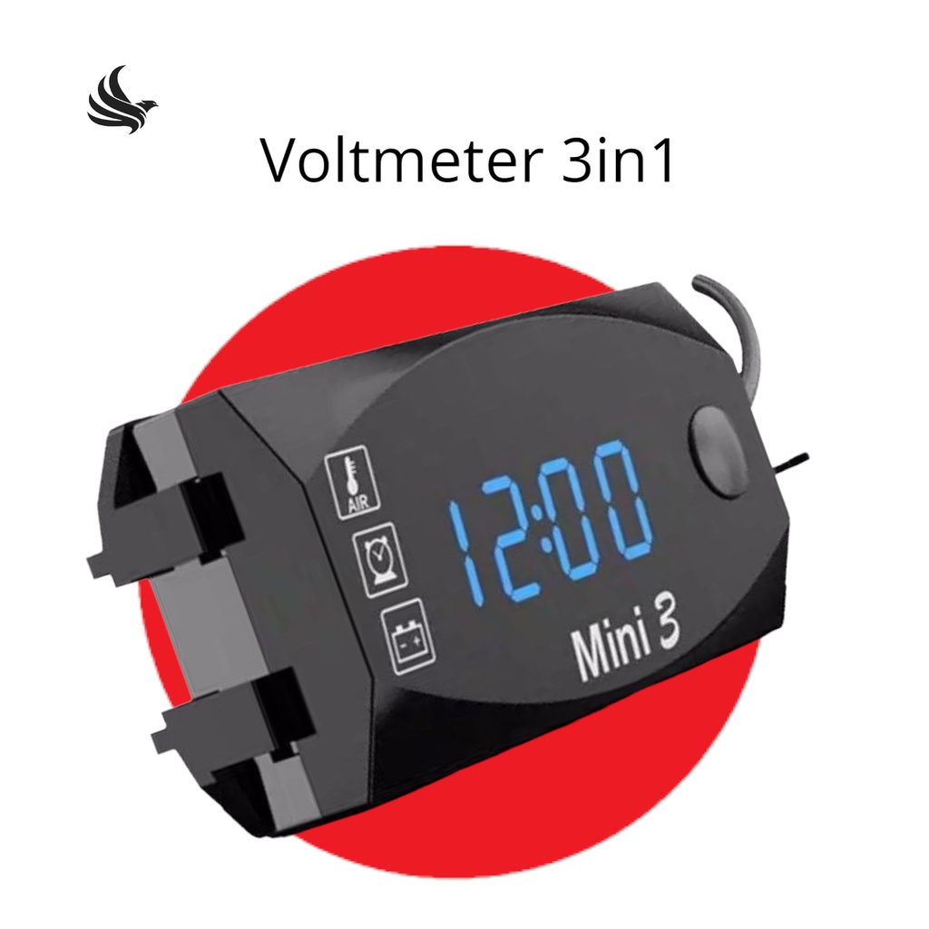 Indoholic Voltmeter 3 in 1  waterproof universal variasi Voltmeter 2in1 Voltmeter aki Waterproof