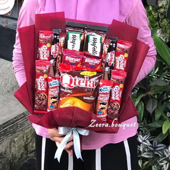 

Ready Stok (B6) Bouquet snack/buket snack/bucket snack [INCLUDE: Greeting card+packing]