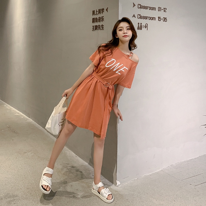 MOOGU ♡ Dress korea midi dress kapas gaun longgar dres wanita