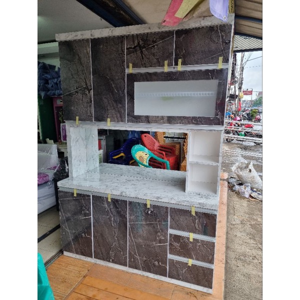 SHp2 ( Free Ongkir) LEMARI SAYUR DAN PIRING 4 PINTU FULL HPL / RAK PIRING KITCHEN SET HPL