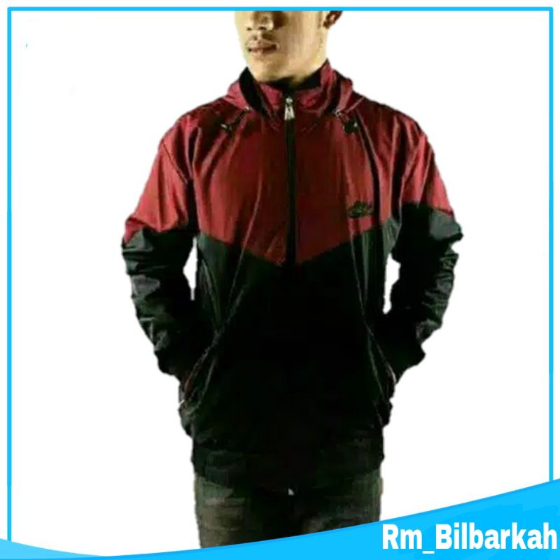 Jaket Parasut Olahraga Nike Kombinasi Abu tua hitam