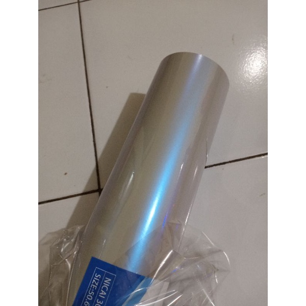 Sticker skotlet candy bunglon / Skotlet magic candy biru per meter