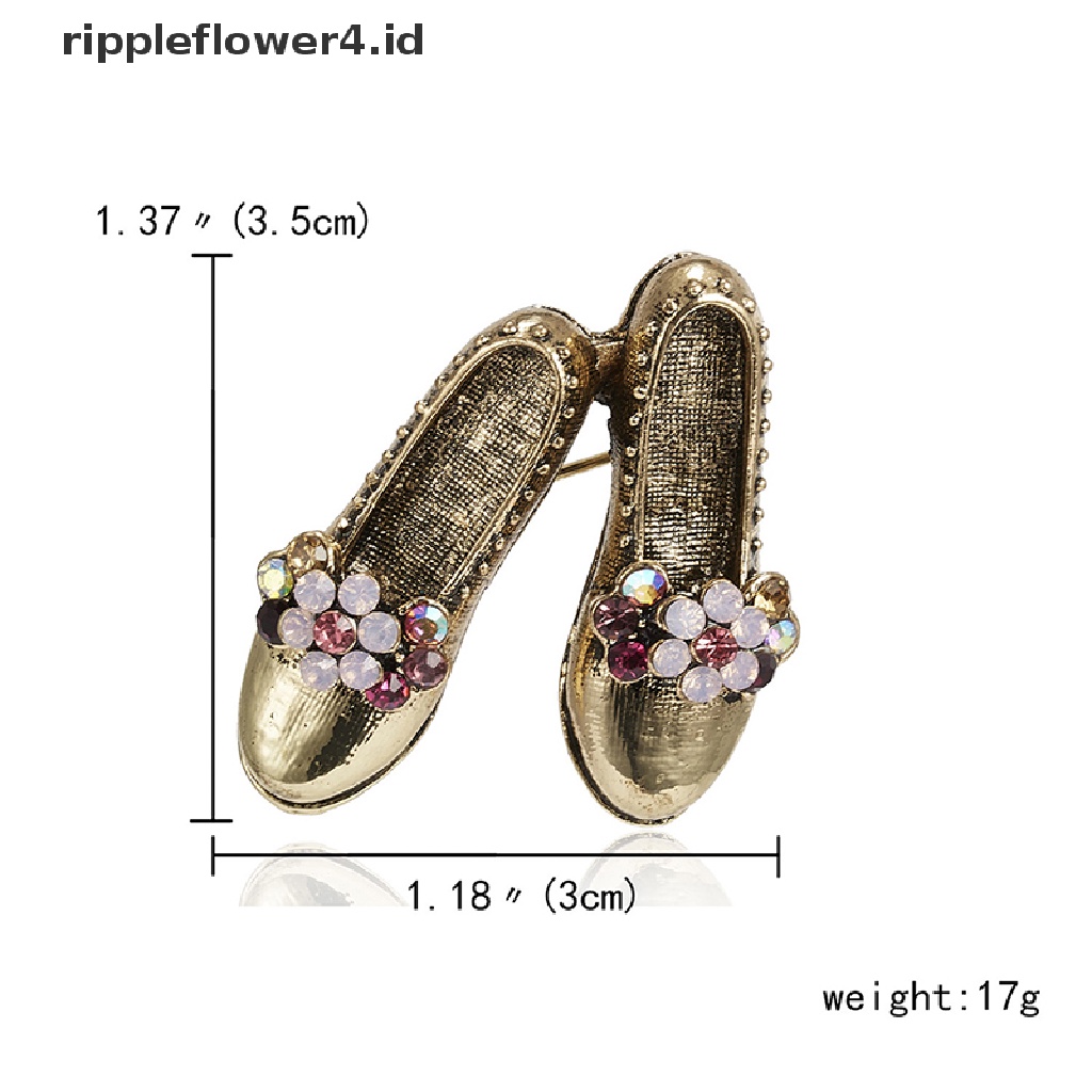 {rippleflower4.id} Retro Vintage Sepatu Bros Pink Berlian Imitasi Bunga Ikatan Simpul Sepatu Bros Pin~