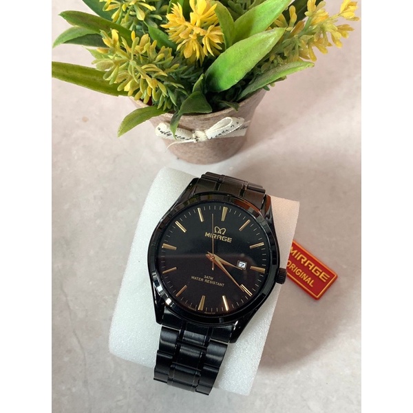 Jam Tangan Elegan Mirage Tahan Air Full Hitam Stainless 8708 Fashion