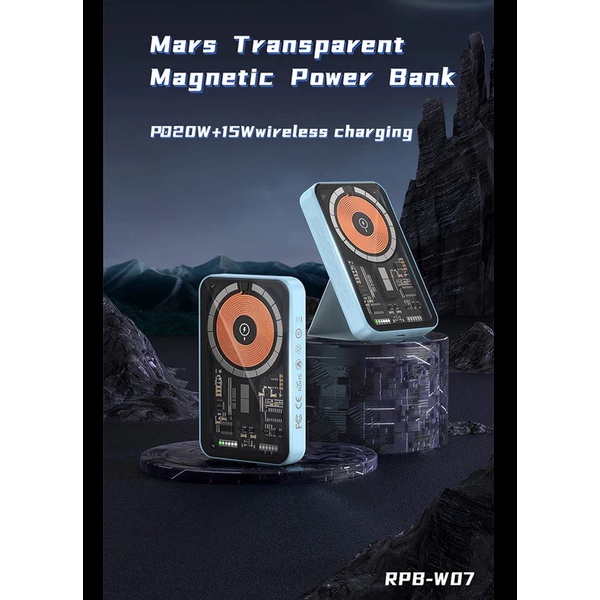 RECCI RPB-W07 MARS SERIES 5000mAh Powerbank PD 20W Wireless Charge 15W - Powerbank Terbaru dari RECCI dengan 15W Wireless Charge