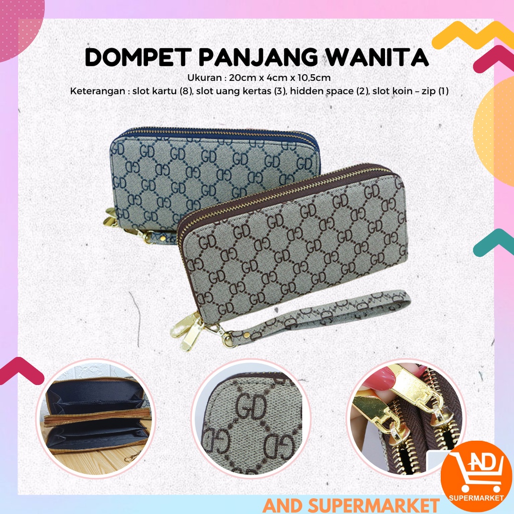 AND / COD / Dompet Panjang Wanita Import Zipper Dompet Jalan Cewek Motif Cantik Dompet Panjang Perempuan Dewasa Dompet Casual Murah D38