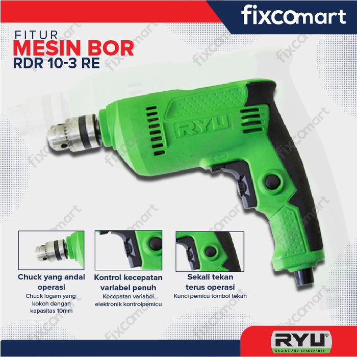 RYU Fixcomart – Ryu Paket Mesin Gerinda Rsg 100-3 &amp; Mesin Bor Rdr 10-3 Re