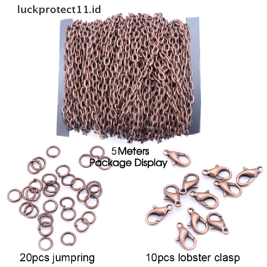 /Fashion Hot// Fashion// 5M 2mm Chains Lobster Clasp DIY Gelang Kalung Bahan Membuat Perhiasan Set.