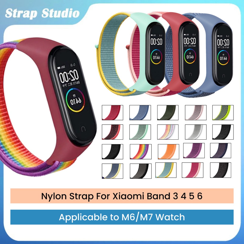 Xiaomi Band Strap Nilon untuk Mi Band 3 4 5 6 7 Velcro Adjustable Strap  Smartwatch M6 M7 Replacement Band