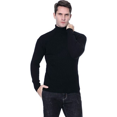 [ NEVARA ] MEN TURTLE NECK LONG SLEEVE - SWEATER TURTLE NECK PRIA LENGAN PANJANG HITAM PUTIH