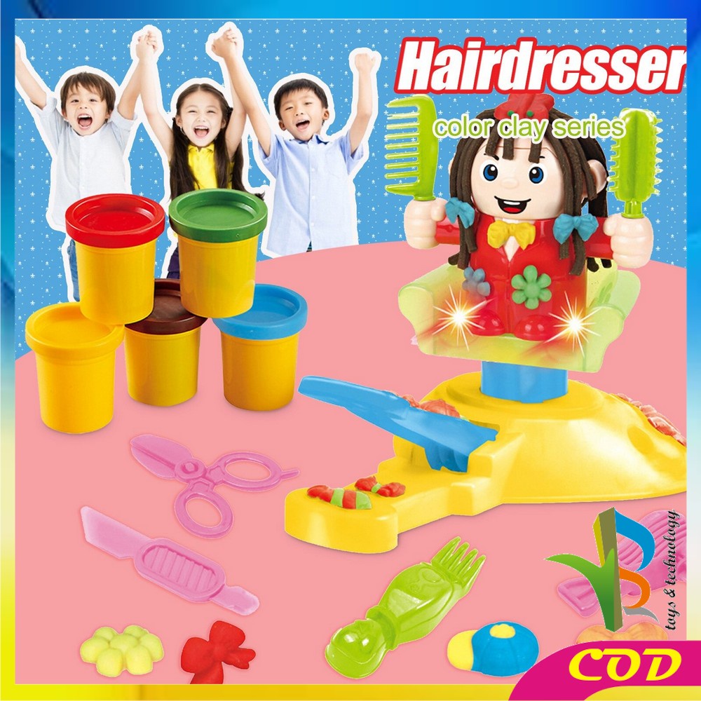 RB-M154 Mainan Anak Pangkas Rambut Salon Styling Club Mainan Pretend Play Barbershop Potong Rambut