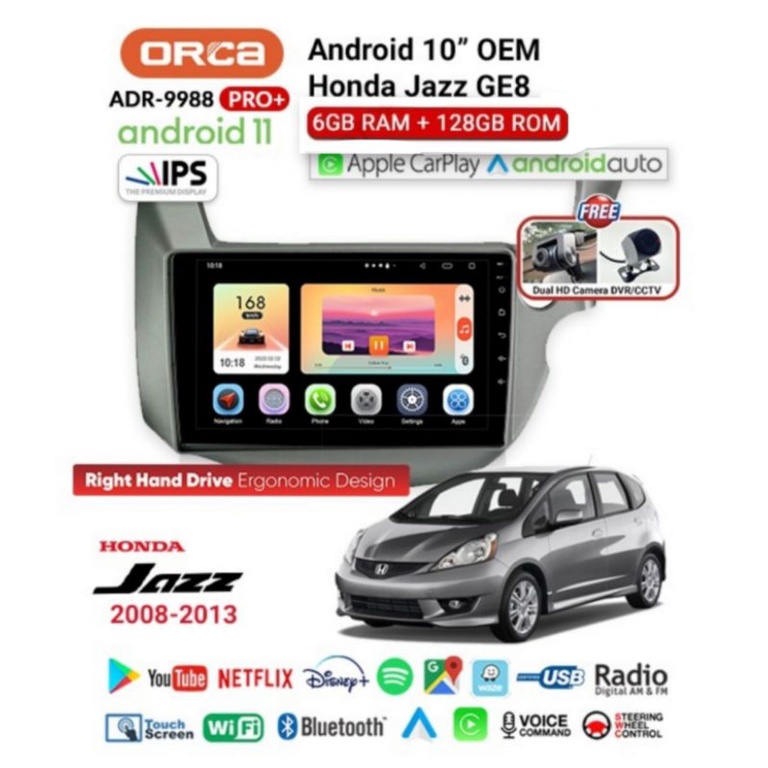 Head Unit Android 10&quot; inch ORCA PRO PLUS G2 HONDA JAZZ ANDROID 10 inch ORCA PRO+ ADR 9988 PRO+ G2