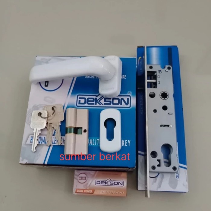 Gagang Handle Pintu Aluminium Dekson Lhr 0816 Putih + Kunci Set