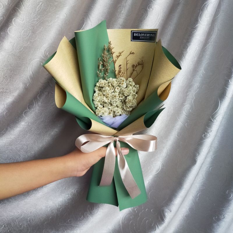 Buket bunga edelwis/bunga kering/edelweis/ buket bunga/hadiah wisuda