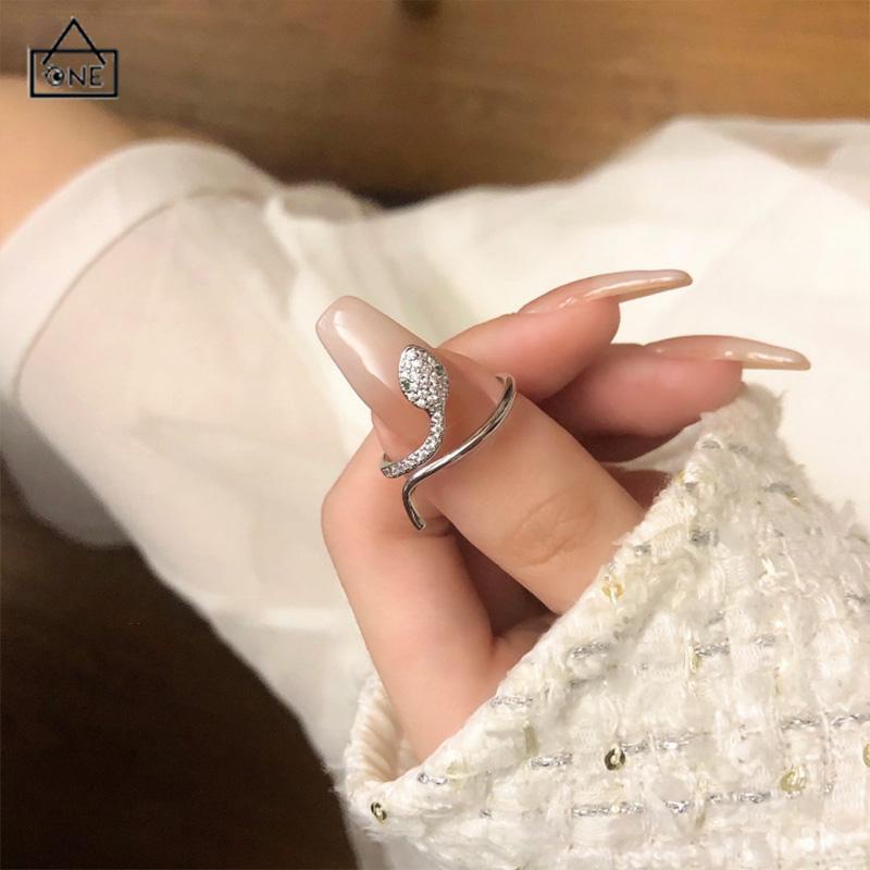 COD❤️Cincin Kristal Ular Adjustbale Desain Zircon Cincin Untuk Wanita-A.one