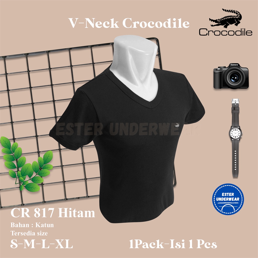 Kaos Dalam Pria CROCODILE CR 817 AW Hitam Isi 1 Pcs