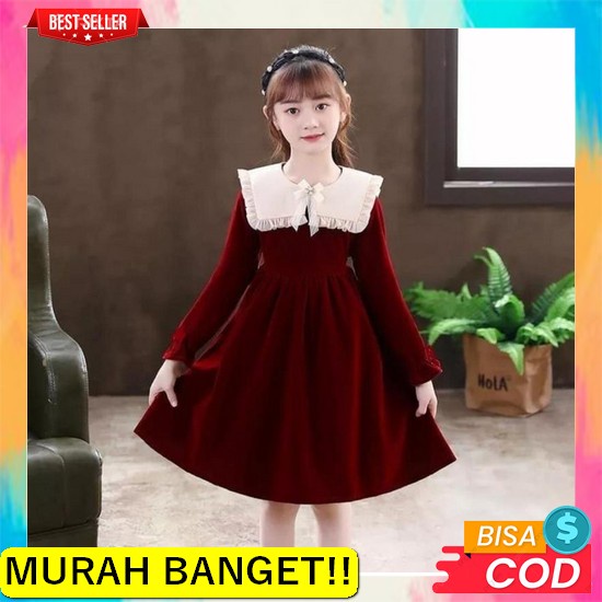 Dress Anak Perempuan Dress Gaun Pesta/Dress Pita Besar Import [Kids Quin Ro] Dress Anak Perempuan Ar