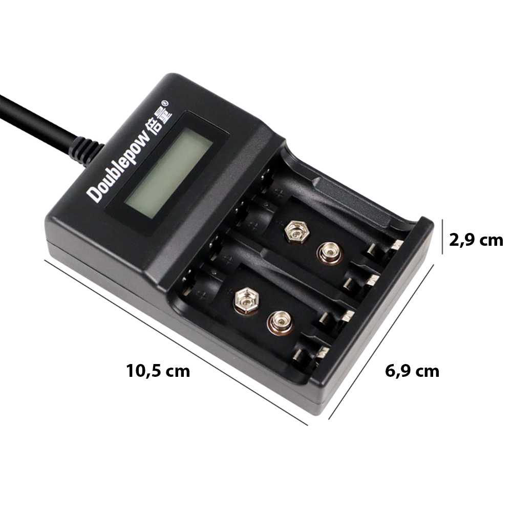 DOUBLEPOW Charger Baterai 1.2V &amp; 9V NI-MH NI-CD Lithium - DP-UK95