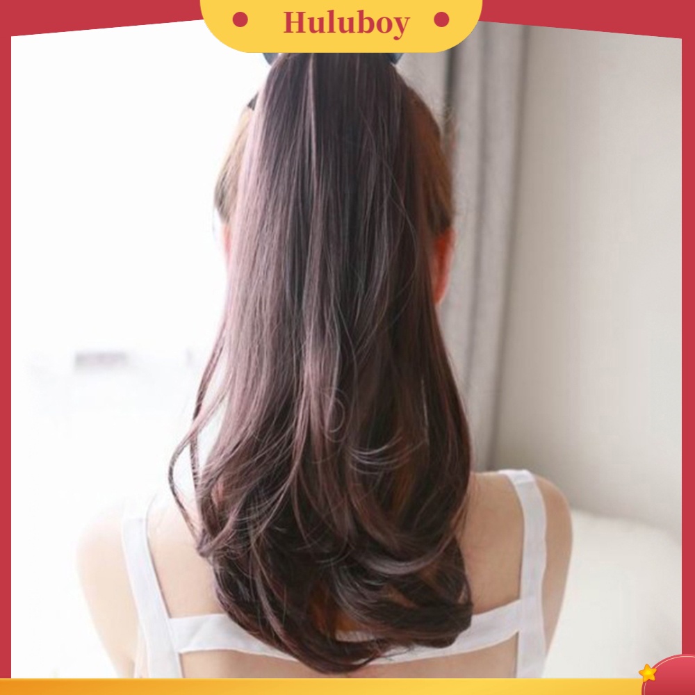 Wig Rambut Extension Ponytail Model Panjang Lurus Keriting Dengan Klip Pita