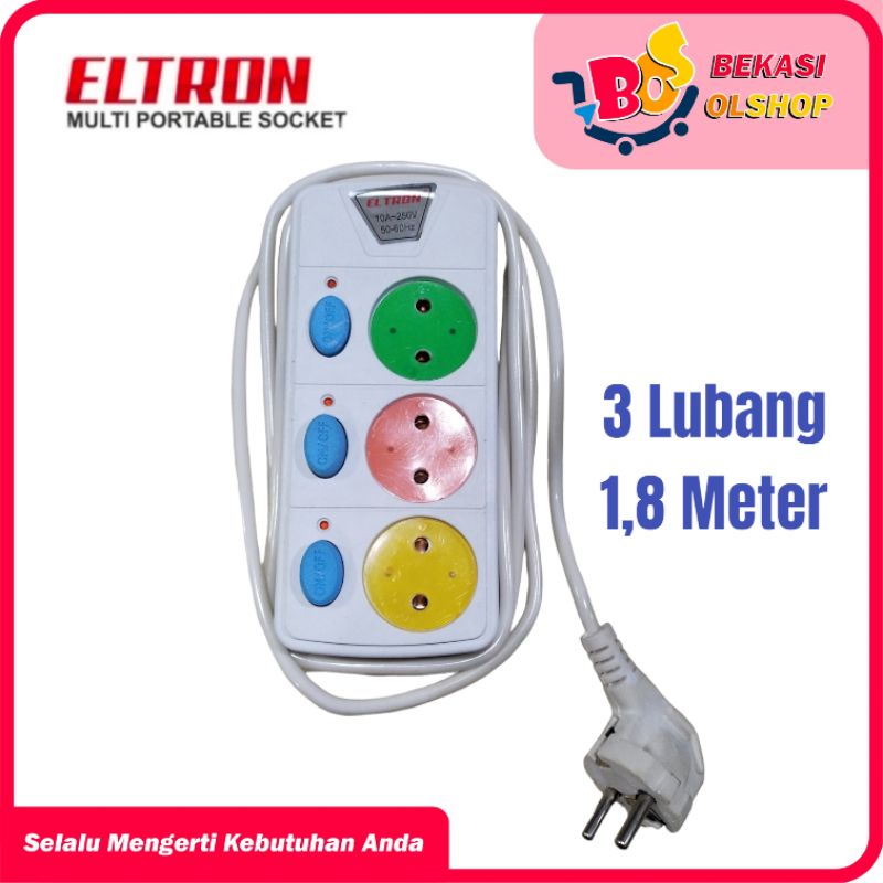 STOP KONTAK ELTRON WARNA WARNI + SWITCH 1.8M 3L / 4L / 5L LUBANG