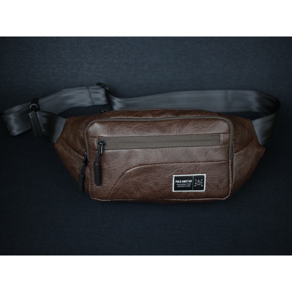 Waistbag Import Quality Polo Amstar Sporty PU Leather Premium Tas Pinggang Tas Selempang Bahu