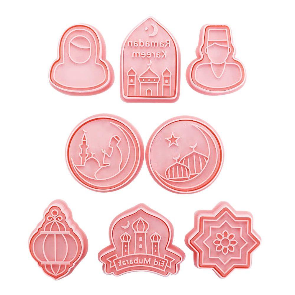 Solighter 8pcs/set Cetakan Kue Fondant Makanan Eid Mubarak Islam Muslim Festival Cookie Cutter