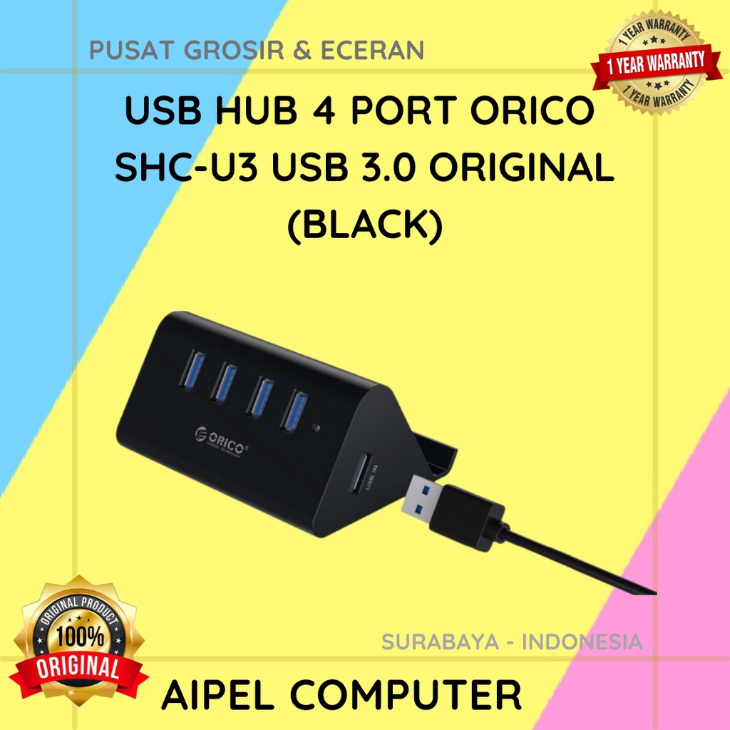 SHCU3 | USB HUB 4 PORT ORICO SHC-U3 USB 3.0 ORIGINAL (BLACK)