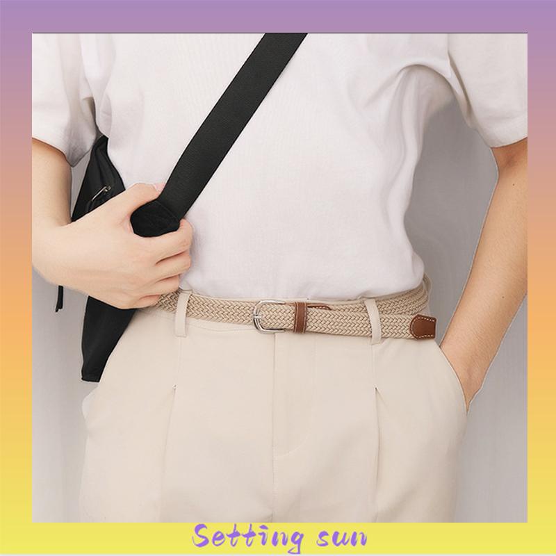 Sabuk Elastis Tenun Tak Terlihat Mulus  Tanpa Lubang Tanpa Punching Pria Wanita Sabuk Serbaguna TN
