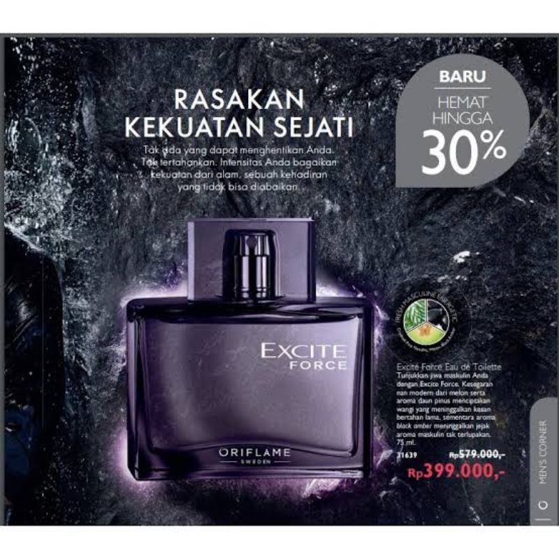 PRODUK ORIGINAL  excite force Eau de Toilette, parfum Oriflame pria, parfum original oriflame, parfu