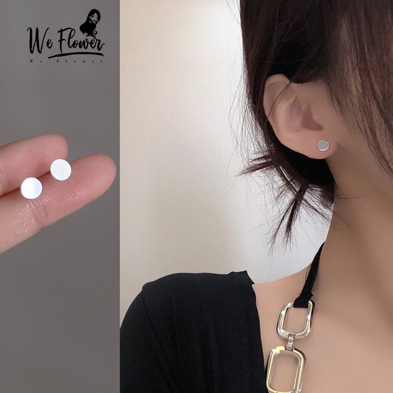 Kami Bunga Minimalis S925 Perak Emas Geometris Bulat Stud Anting Untuk Wanita Pria Hypoallergenic Kecil Disc Earring Pick Gratis Telinga Perhiasan