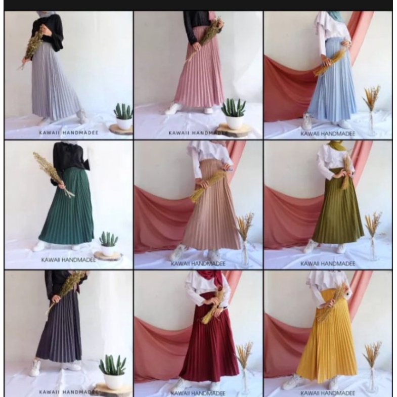 Rok Plisket rok kekinian trendy masa kini, bawahan tunik rok panjang