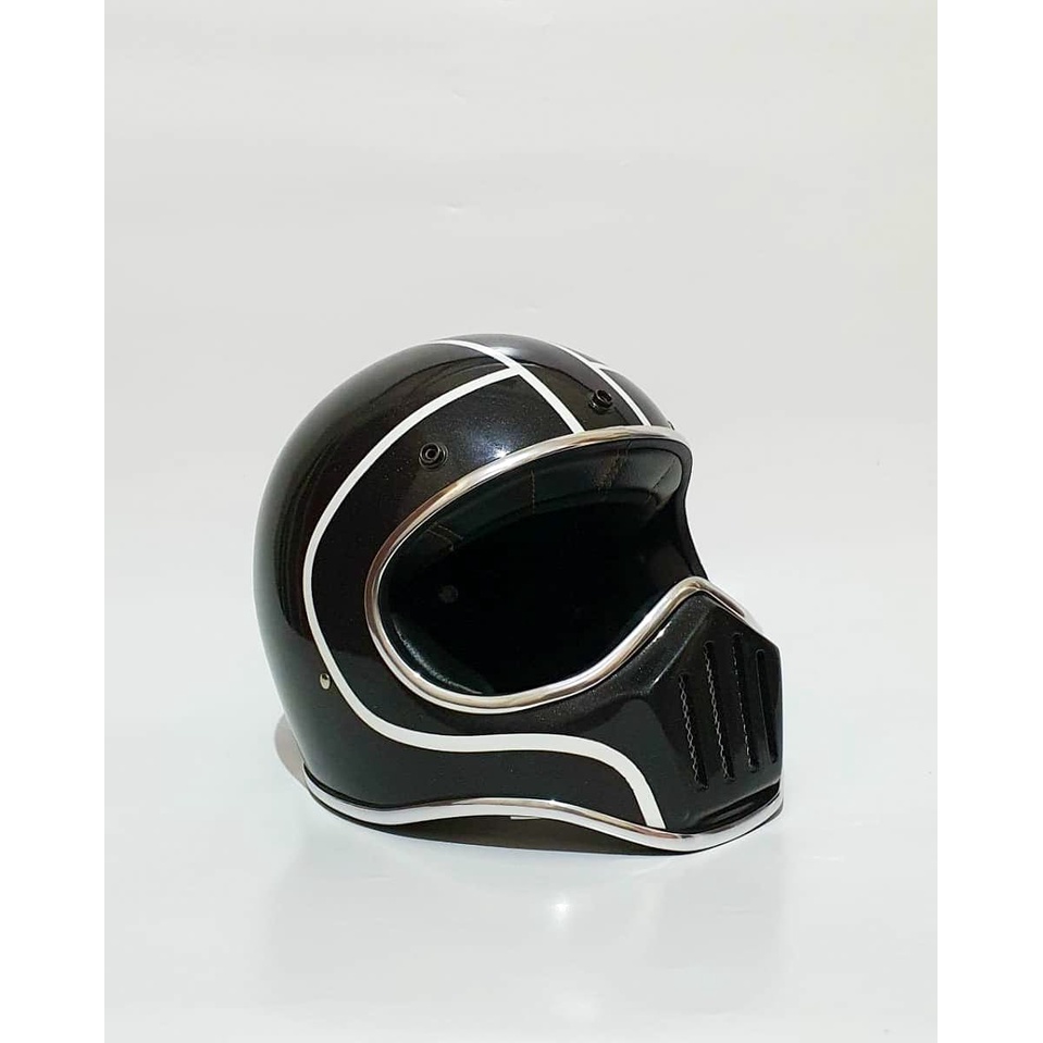 HELM CAKIL CUSTOM WARNA STRIP PUTIH