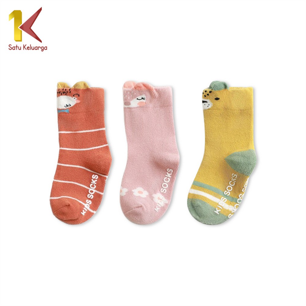 Satu Keluarga Kaos Kaki Anak Animal Sock 3D P378 Kaus kaki Panjang Cute Karakter Hewan Anti Slip Bay