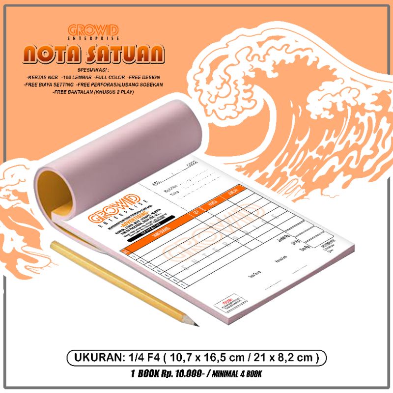 

cetak nota satuan FULL COLOR & FREE DESIGN
