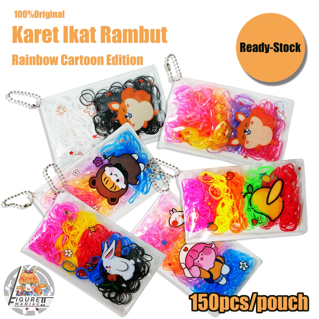 Aksesoris Rambut - Karet Jepang Pouch Rainbow Color Edition Premium Import Edition