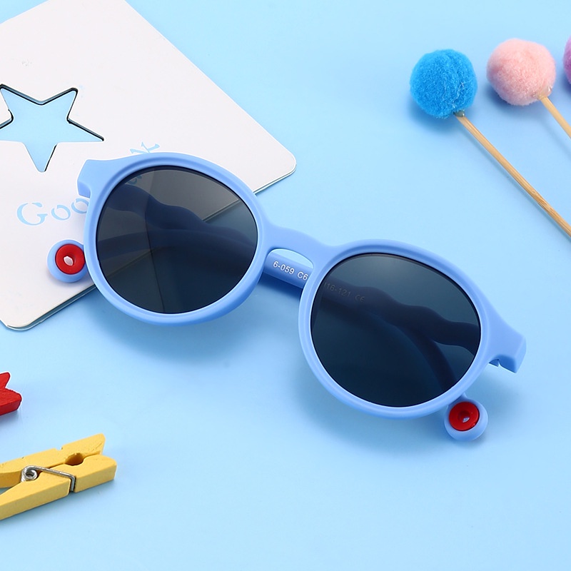 Kacamata Hitam Anak-Anak Silikon Polarized Anak Laki-Laki Dan Perempuan Luar Ruangan Bulat Bingkai Kecil Shades