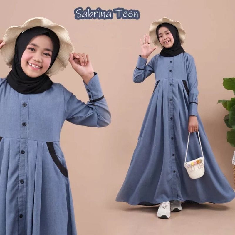 Sabrina Teen Kids/ Baju Muslim Anak Perempuan/ Gamis Anak Tanggung Usia 10-15 Tahun/ Dress Crinkle AirFlow