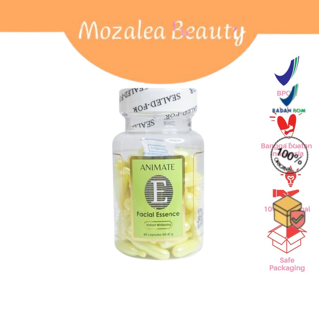Animate Facial Essence Serum Vitamin E Asli 100% Original BPOM dan Halal isi 60 kapsul /Bioaqua Kaps