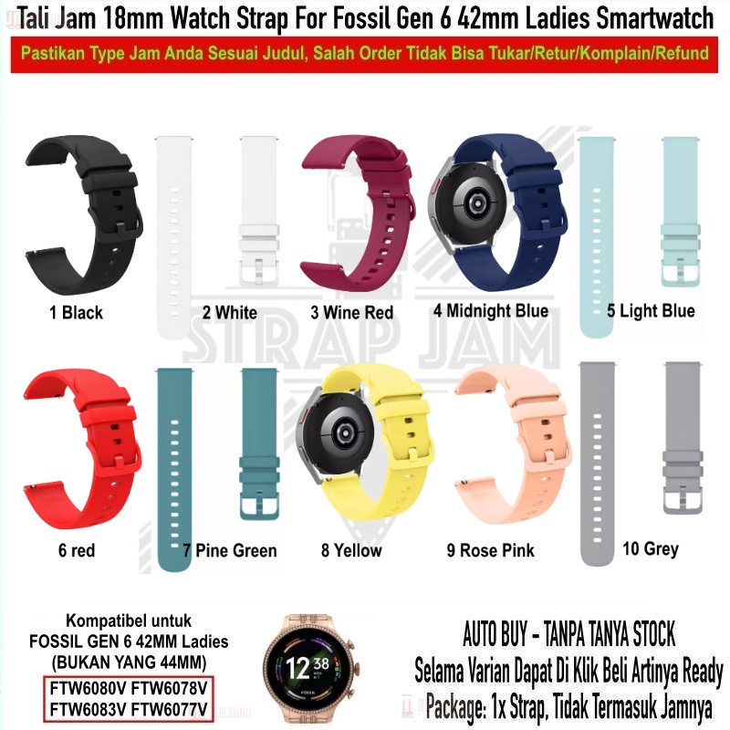 PWK Tali Jam Tangan F0ssil Gen 6 42mm Ladies - Strap 18mm Silikon Aneka Warna