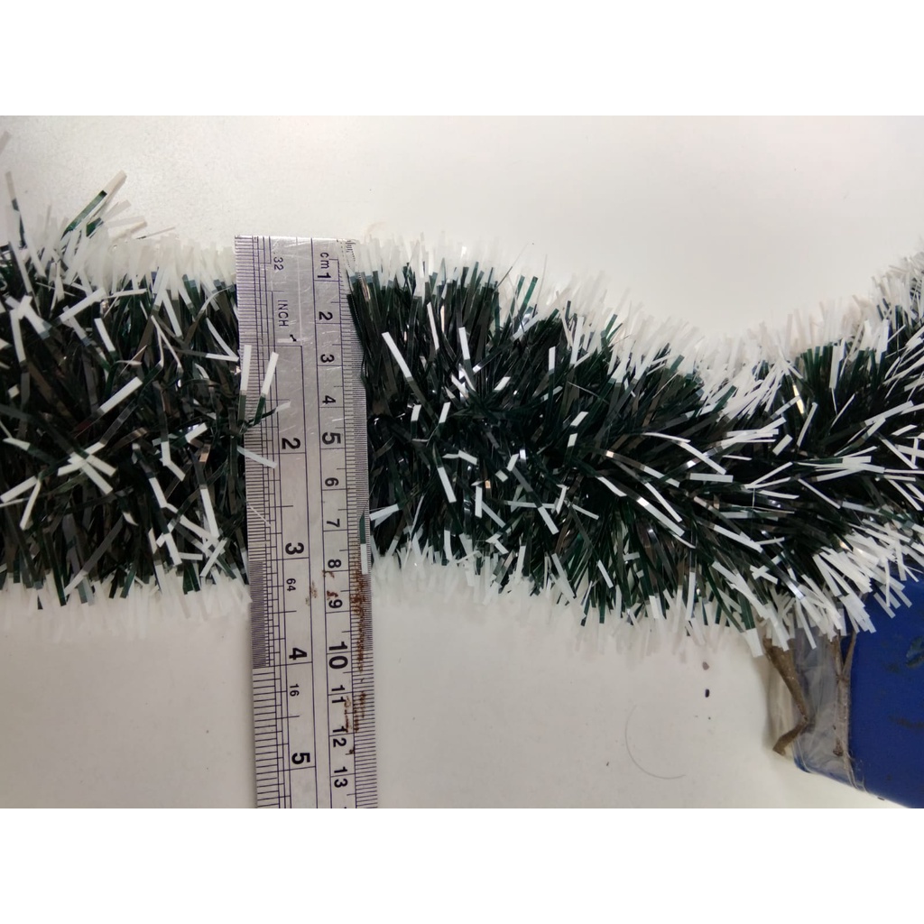 slinger natal hijau salju / hiasan tinsel pohon natal / dekorasi natal