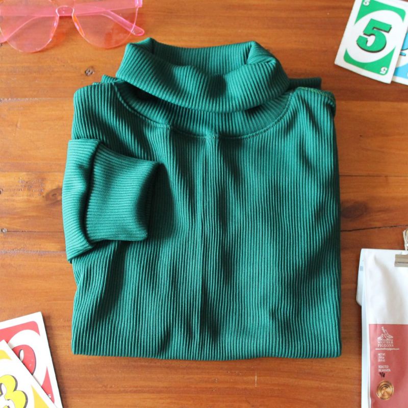 Baju Atasan Anak Turtle Neck Ruffle Knit Tee | Baju Pakaian Kaos Anak Turtle Neck Bahan Rib Knit Halus Dan Lembut | Pakaian Anak Cowok Dan Cewek