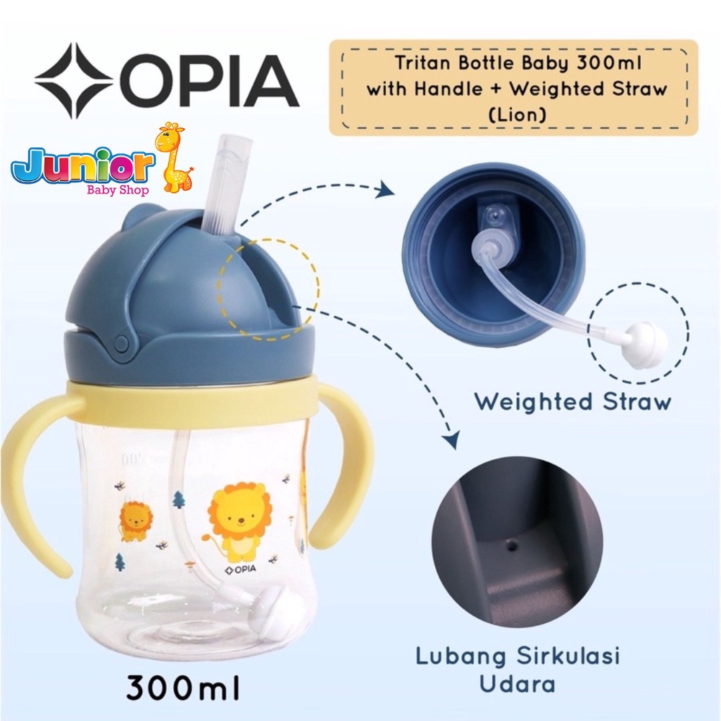 OPIA - tritan baby 300 ml - weighted straw bottle with handle