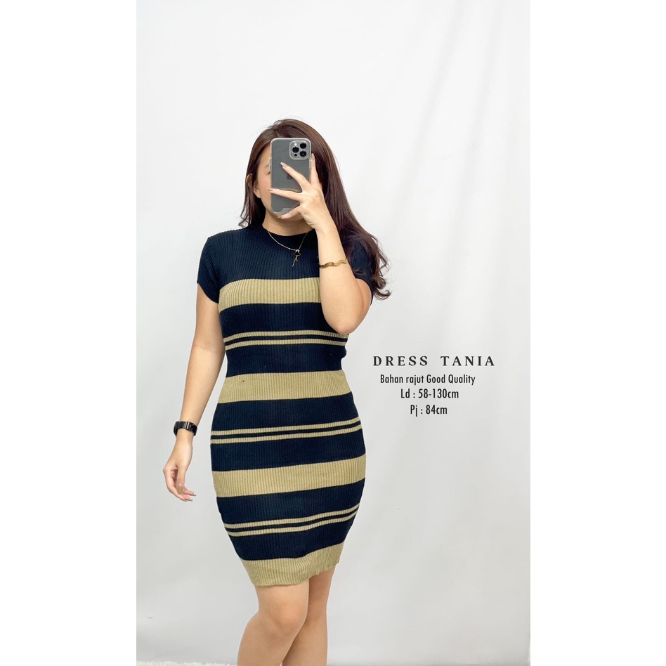 HOPYLOVY - Mini Dress Stripe bahan Rajut Tania