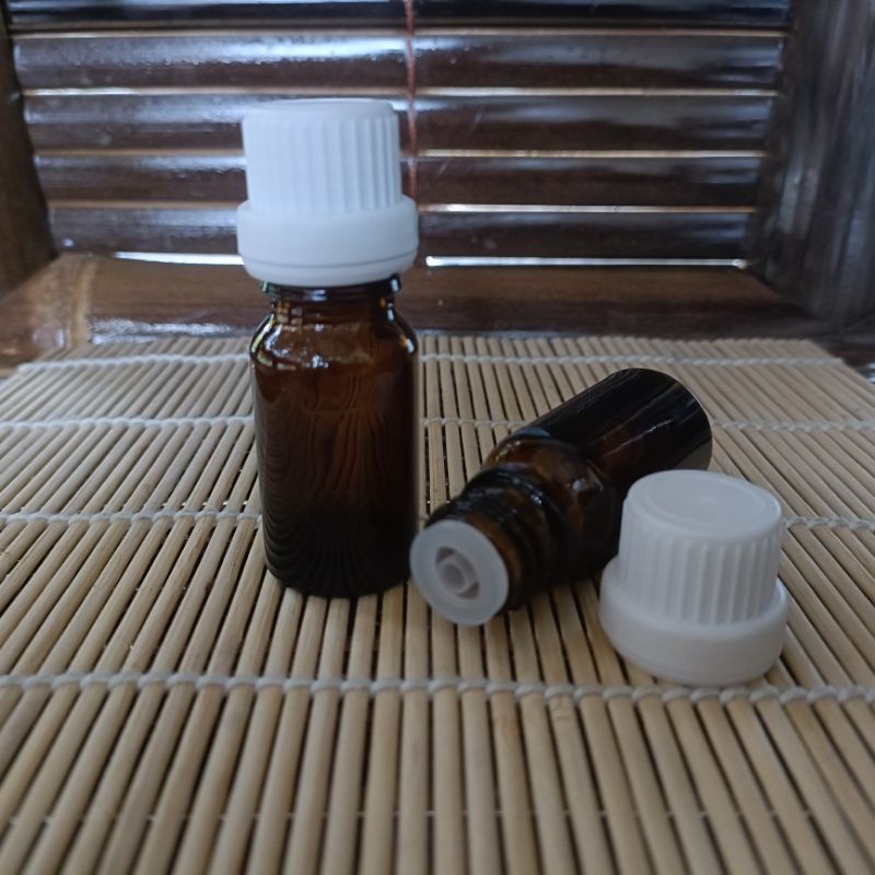 Botol kaca 10ml tutup filler tetes segel / essential oil / droper sealed -10ml amber tebal