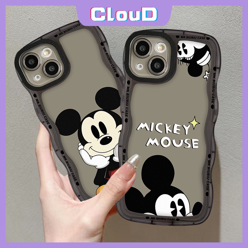 Couple Case OPPO A17 A16 A55 A17K A77 A3s A12 A76 A77s A96 A15 A95 A5 A7 A9 A74 A52 A5s A1k A54 A57 A53 A16s A16K Reno 7Z 8 7 8Z 6 Lucu Disney Mickey Mouse Wavy Edge Soft Sarung